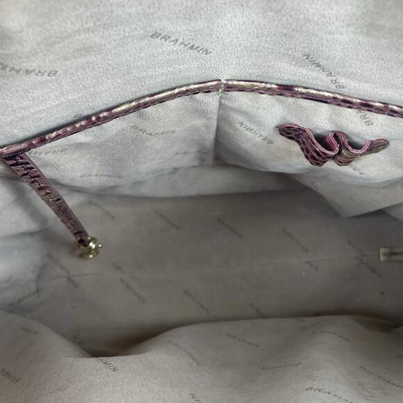 Brahmin Large Duxbury Satchel Bag Port Ombre Melbourne Purple Leather Croc - Picture 14 of 14